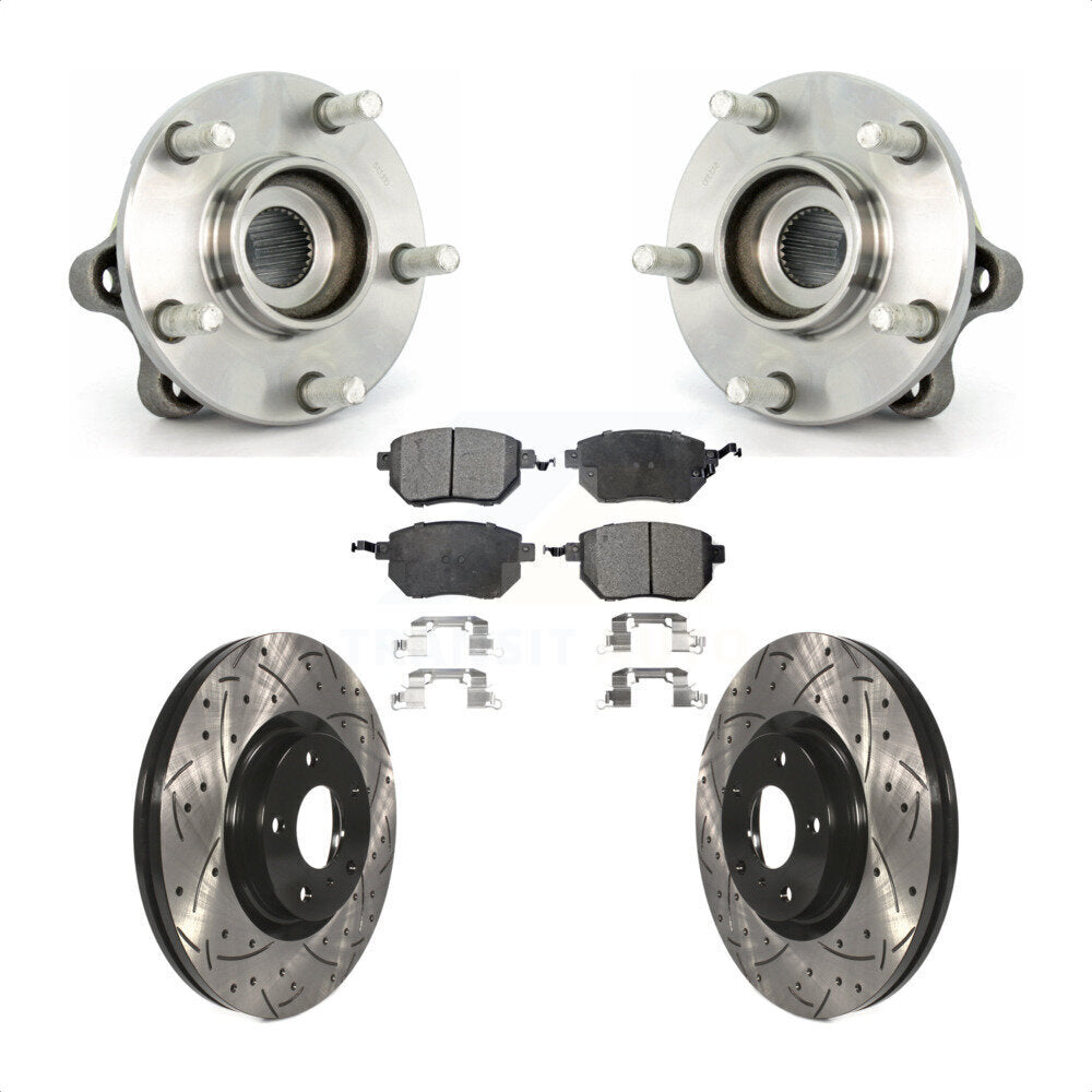 Hub Bearing Drilled Slot Brake Rotor & Pad Front Kit For 2005-2007 Nissan Murano