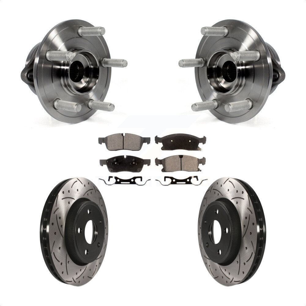 Hub Bearing Drilled Slot Brake Rotor Pad Front Kit For Jeep Grand Cherokee Dodge