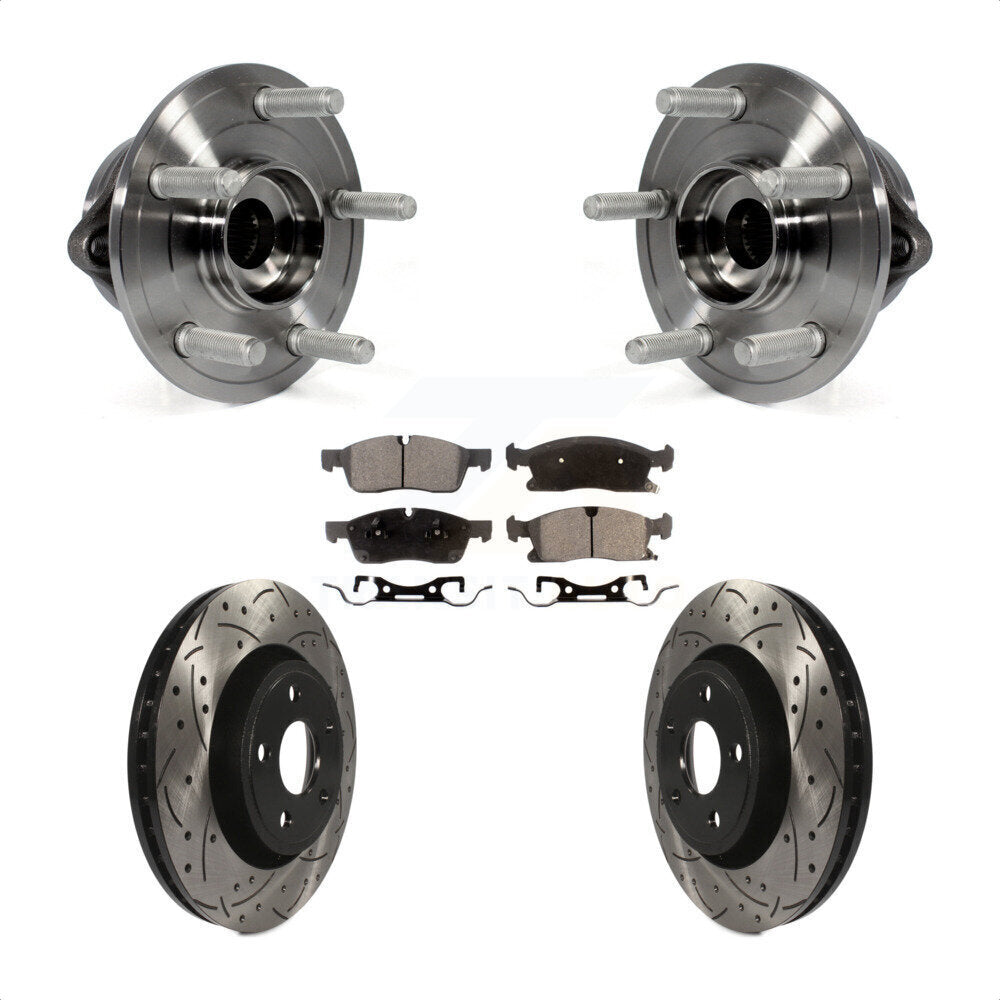 Hub Bearing Drilled Slot Brake Rotor Pad Front Kit For Jeep Grand Cherokee Dodge