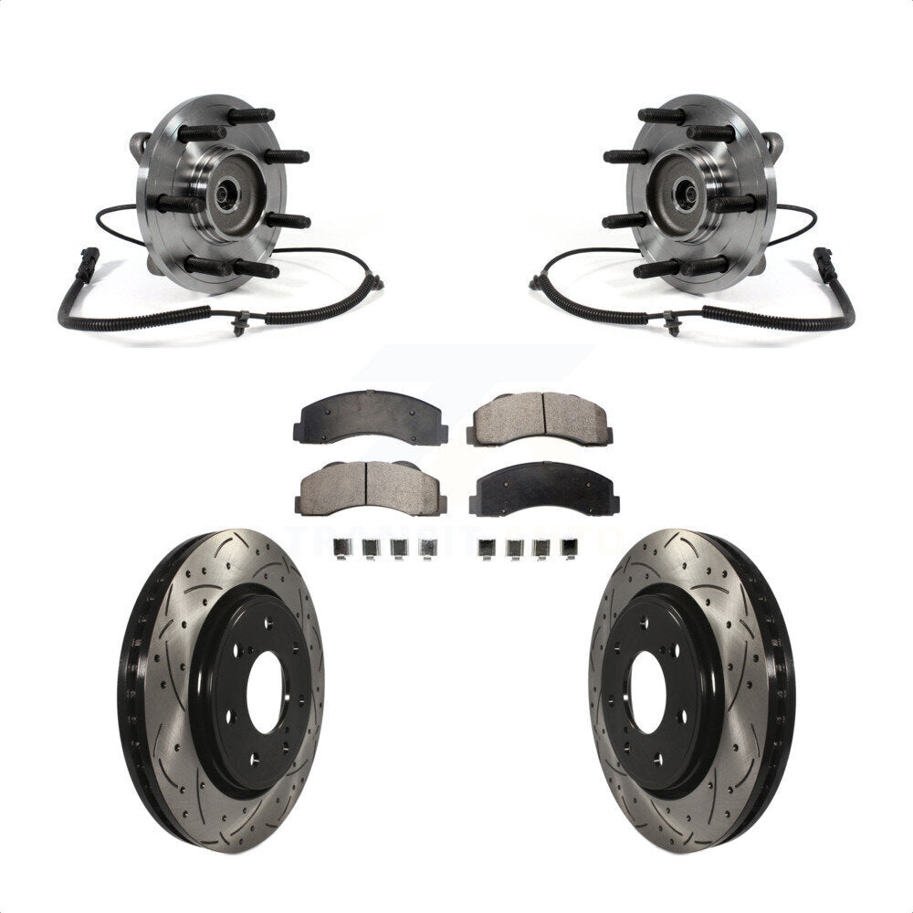 Hub Bearing Assembly Coated Drill Slot Brake Rotor Pads Front Kit For Ford F-150
