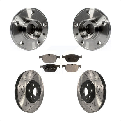 Hub Bearing Coated Drill Slot Brake Rotor Pad Front Kit For 2010-2015 Volvo XC60