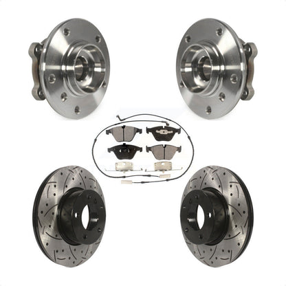 Hub Bearing Drilled Slot Brake Rotor Pad Front Kit For BMW X1 xDrive28i with AWD