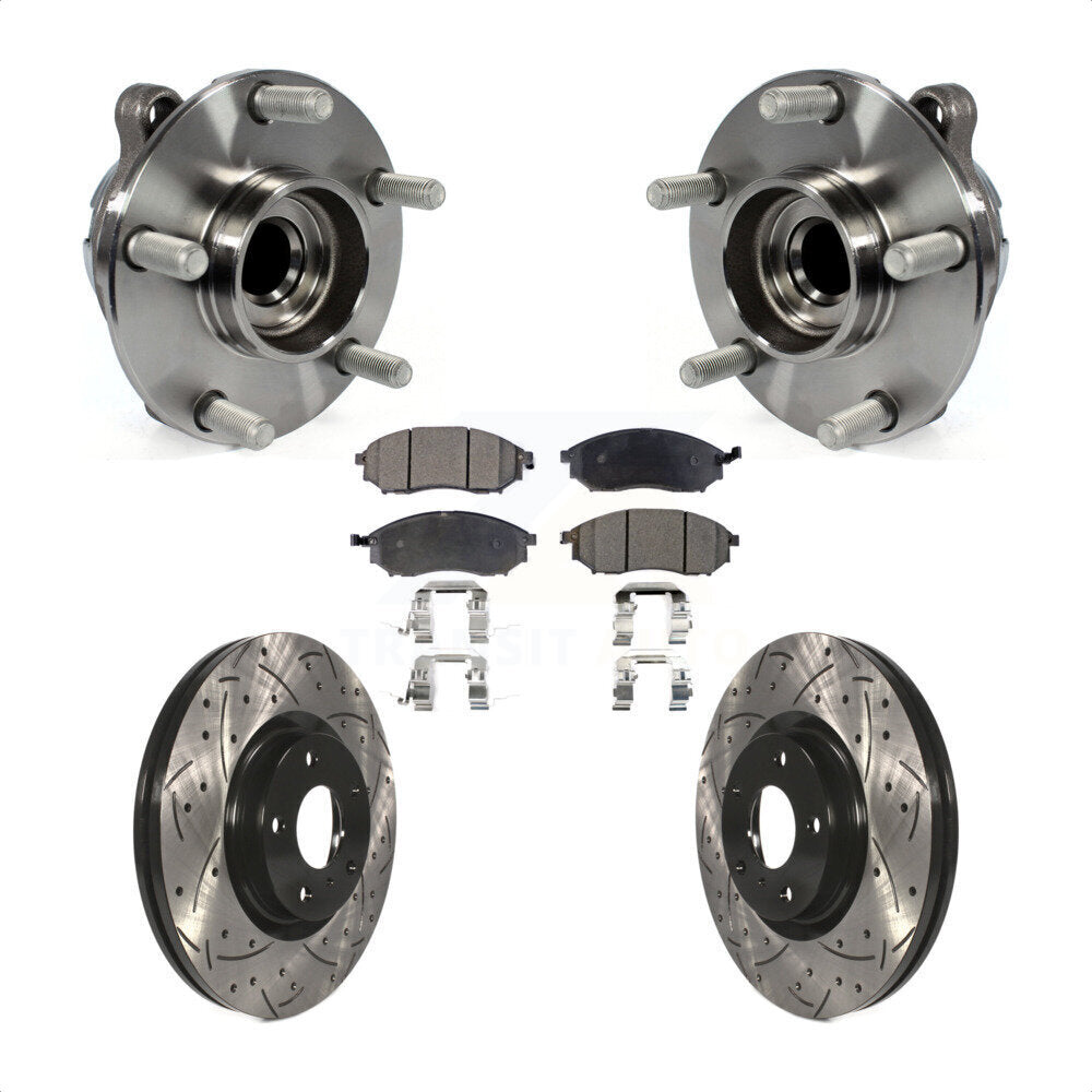 Hub Bearing Drilled Slot Brake Rotor Pad Front Kit For INFINITI EX35 Nissan 370Z