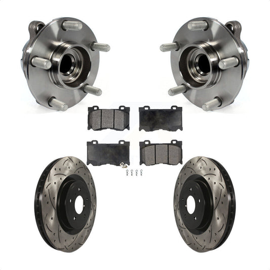 Hub Bearing Drill Slot Brake Rotor Pad Front Kit For INFINITI Q50 G37 Nissan Q60
