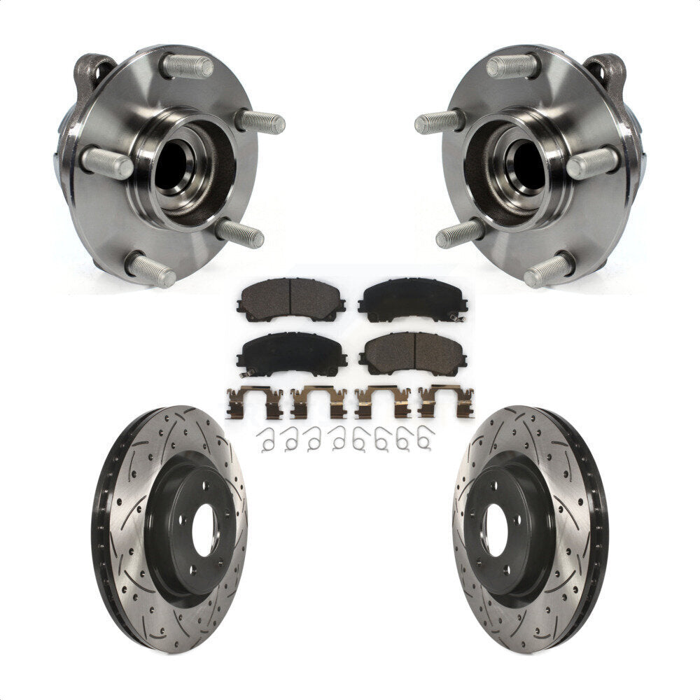 Hub Bearing Drilled Slot Brake Rotor Pad Front Kit For INFINITI Q50 QX50 Q60 RWD