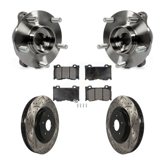 Hub Bearing Drilled Slot Brake Rotor Pad Front Kit For INFINITI Q50 Q60 M37 FX50