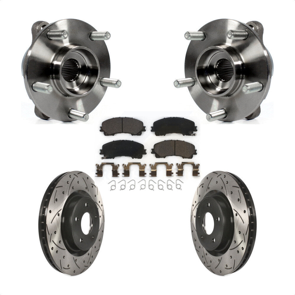 Hub Bearing Drilled Slot Brake Rotor Pad Front Kit For INFINITI Q50 QX50 Q60 AWD