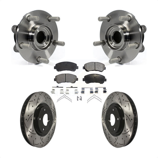 Hub Bearing Drill Slot Brake Rotor Pads Front Kit For 14-17 Nissan Juke Nismo RS