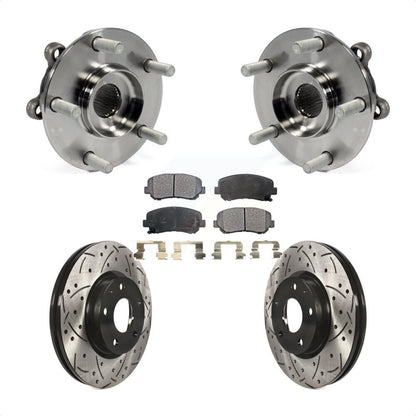 Hub Bearing Coated Drill Slot Brake Rotor Pad Front Kit For 2013-2015 Mazda CX-5