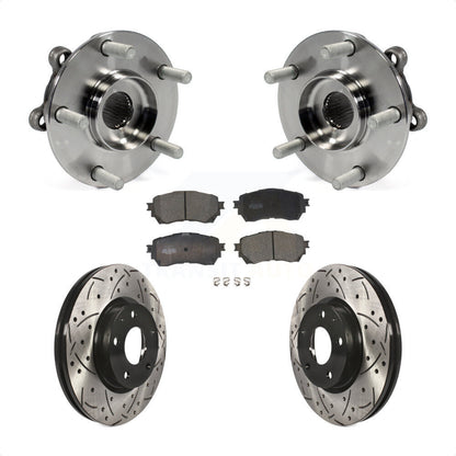 Hub Bearing Assembly Coated Drilled Slot Brake Rotor & Pad Front Kit For Mazda 6