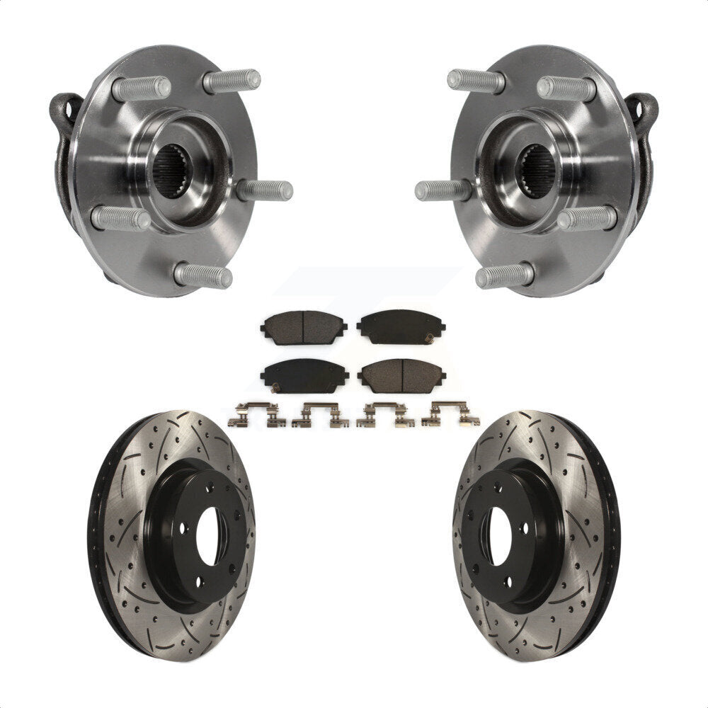 Hub Bearing Assembly Drill Slot Brake Rotor Pad Front Kit For Mazda 3 CX-3 Sport
