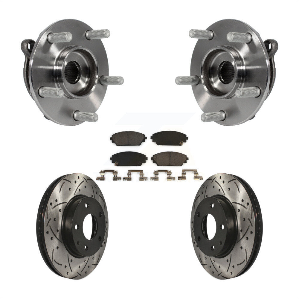 Hub Bearing Assembly Drill Slot Brake Rotor Pad Front Kit For Mazda 3 CX-3 Sport