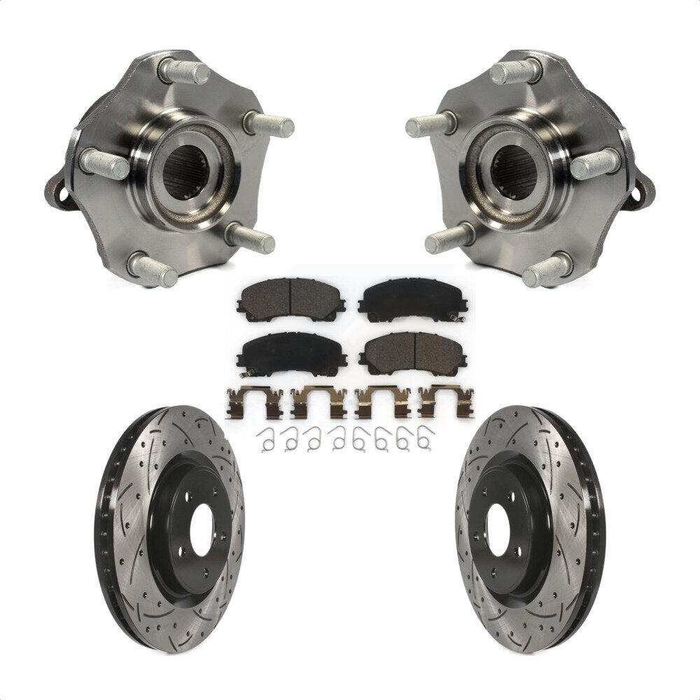 Hub Bearing Assembly Coat Drill Slot Brake Rotor Pads Front Kit For Nissan Rogue