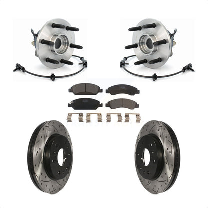 Hub Bearing Drilled Slot Brake Rotor & Pad Front Kit For Chevrolet GMC Silverado