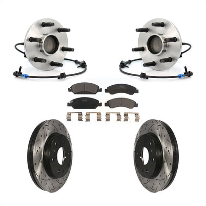 Hub Bearing Drilled Slot Brake Rotor & Pad Front Kit For Chevrolet GMC Silverado