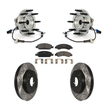 Hub Bearing Drilled Slot Brake Rotor & Pad Front Kit For Chevrolet GMC Silverado