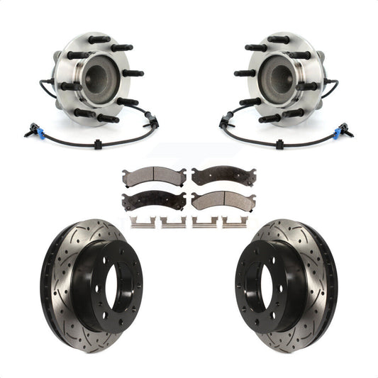 Hub Bearing Drill Slot Brake Rotor Pads Front Kit For Chevrolet GMC Express 2500