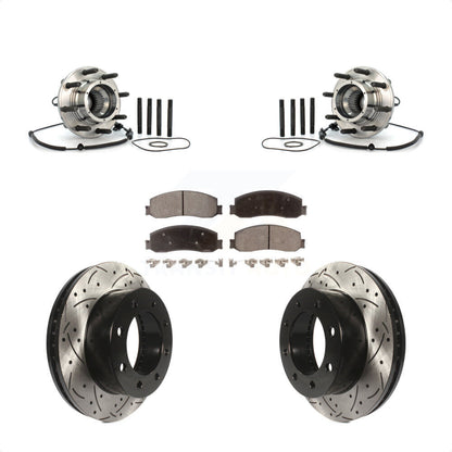 Hub Bearing Drilled Slot Brake Rotor Pad Front Kit For Ford F-250 Super Duty 4WD