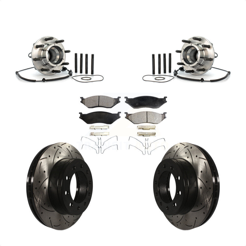 Hub Bearing Drill Slot Brake Rotor Pad Front Kit For Ford F-550 Super Duty 4 X