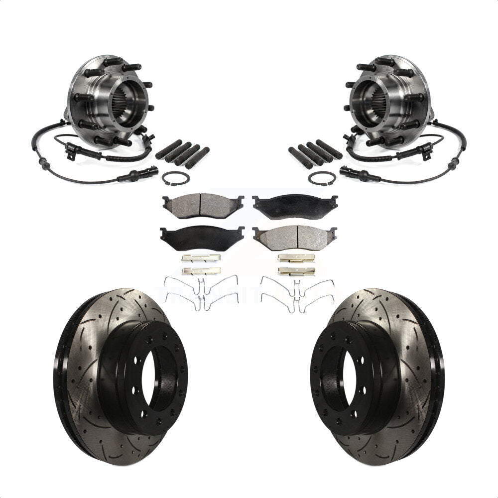 Hub Bearing Drill Slot Brake Rotor Pad Front Kit For Ford F-550 Super Duty 4 X