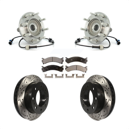 Hub Bearing Drilled Slot Brake Rotor Pad Front Kit For Chevrolet GMC Sierra 3500