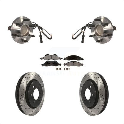 Hub Bearing Drill Slot Brake Rotor Pad Front Kit For Ford Expedition Lincoln RWD