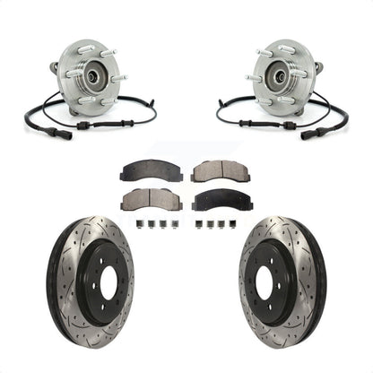 Hub Bearing Drill Slot Brake Rotor Pad Front Kit For Ford Expedition Lincoln 4WD