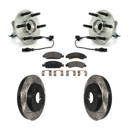 Hub Bearing Drilled Slot Brake Rotor Pad Front Kit For Chevrolet GMC Sierra 1500