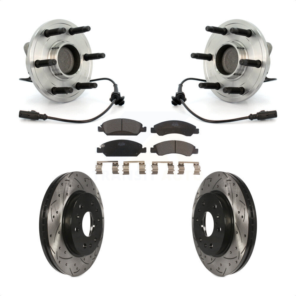 Hub Bearing Drilled Slot Brake Rotor Pad Front Kit For Chevrolet GMC Sierra 1500