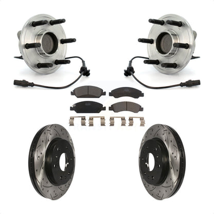 Hub Bearing Drilled Slot Brake Rotor Pad Front Kit For Chevrolet GMC Sierra 1500
