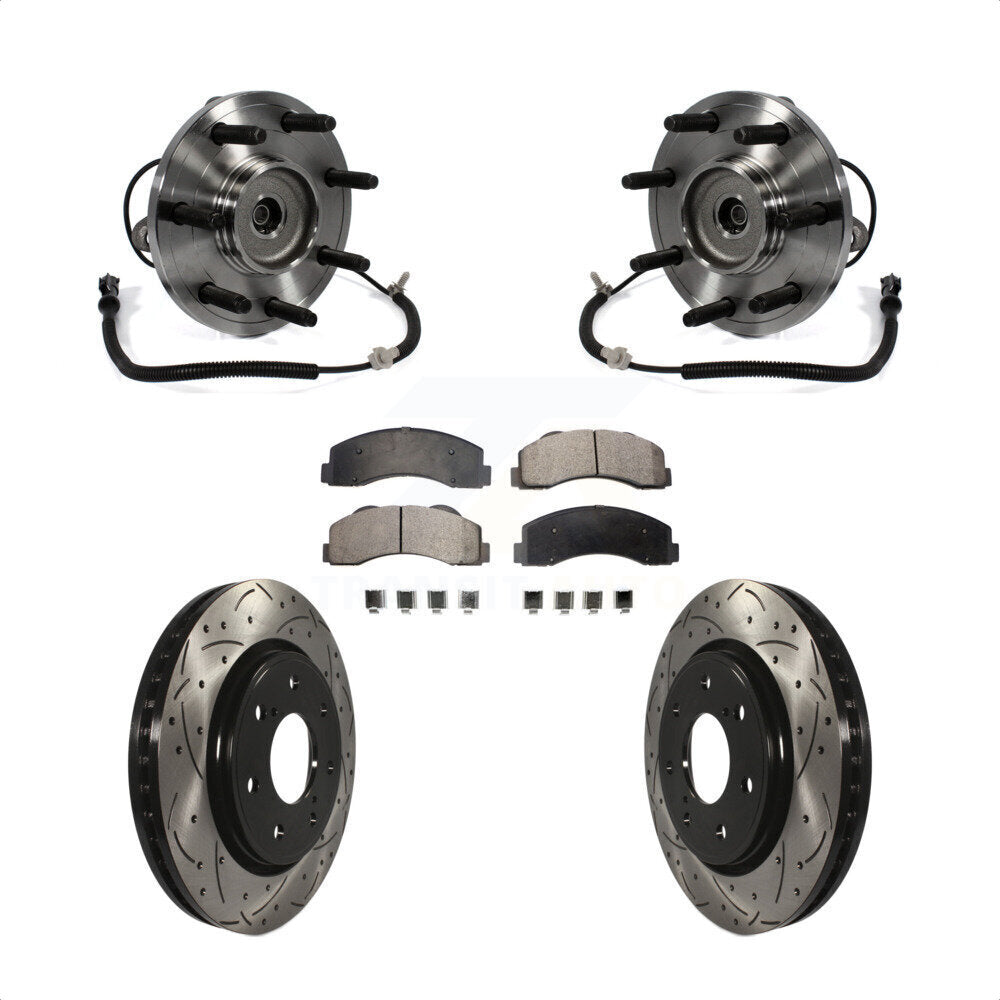 Hub Bearing Assembly Coated Drill Slot Brake Rotor Pads Front Kit For Ford F-150