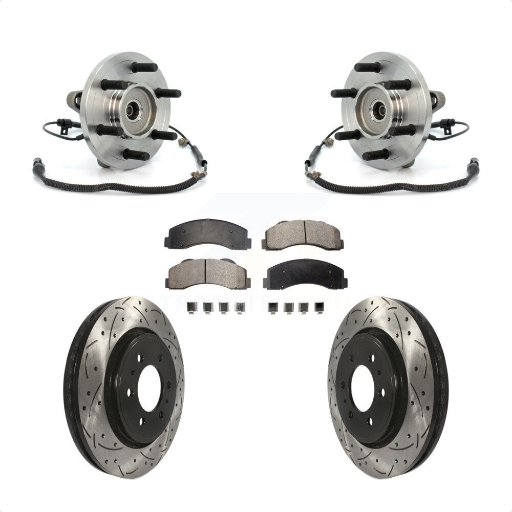 Hub Bearing Assembly Coated Drill Slot Brake Rotor Pads Front Kit For Ford F-150