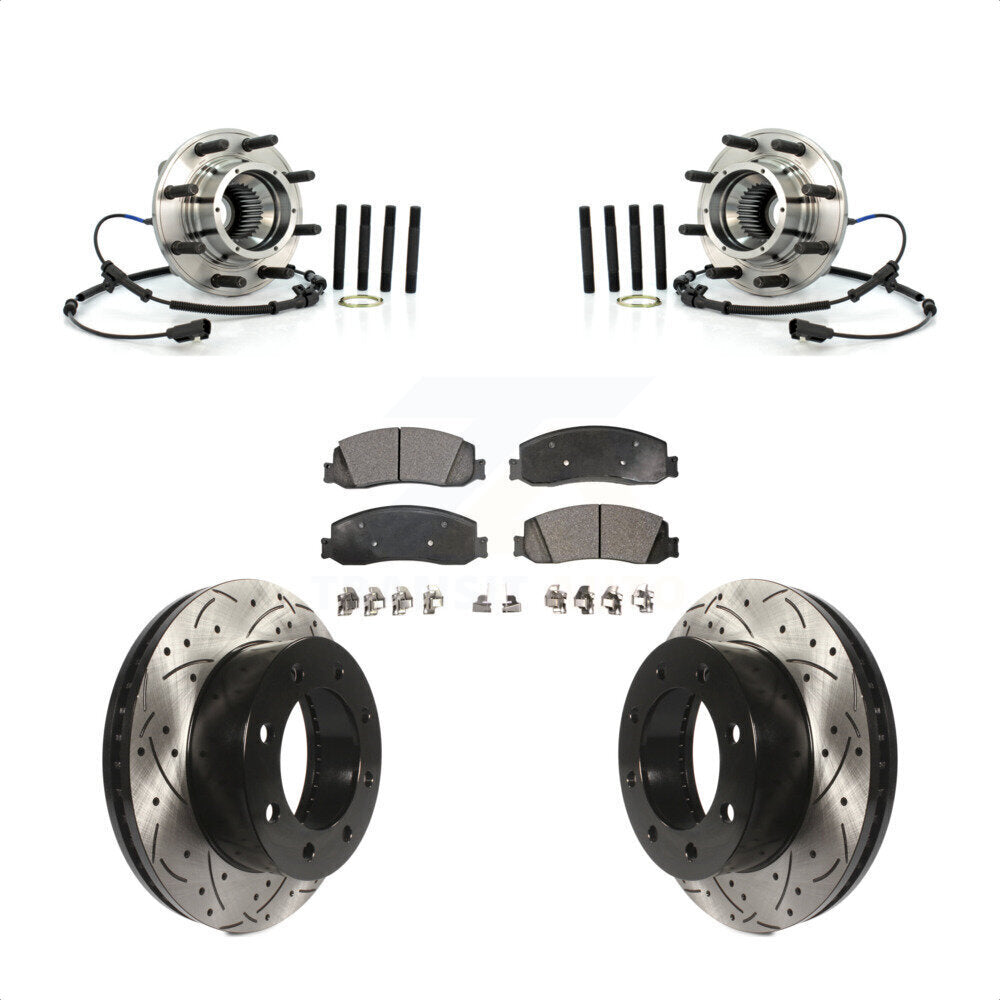 Hub Bearing Drill Slot Brake Rotor Pad Front Kit For Ford F-350 Super Duty F-250