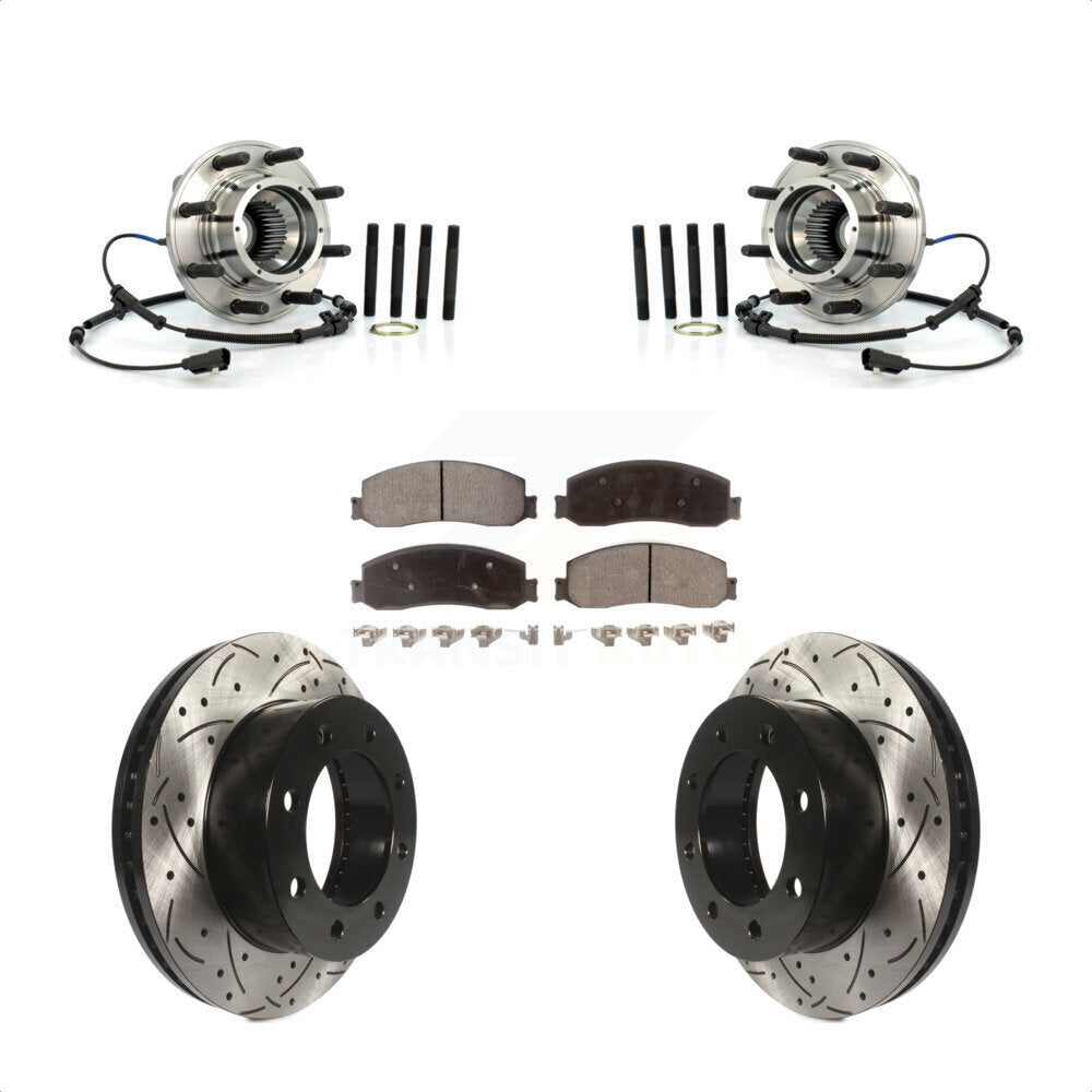 Hub Bearing Drill Slot Brake Rotor Pad Front Kit For Ford F-350 Super Duty F-250