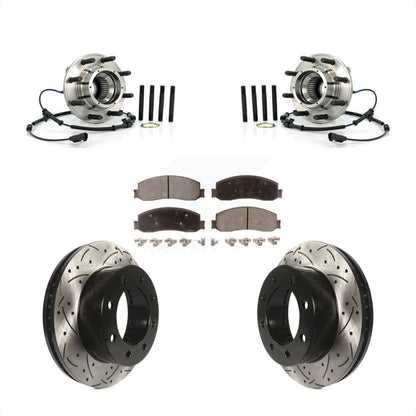 Hub Bearing Drill Slot Brake Rotor Pad Front Kit For Ford F-350 Super Duty F-250