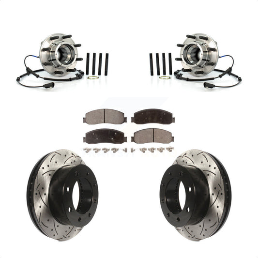 Hub Bearing Drill Slot Brake Rotor Pad Front Kit For Ford F-350 Super Duty F-250