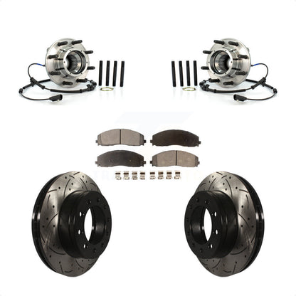 Hub Bearing Drilled Slot Brake Rotor Pad Front Kit For Ford F-250 Super Duty 4WD