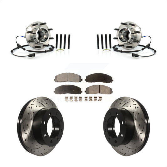 Hub Bearing Drill Slot Brake Rotor Pad Front Kit For Ford F-250 Super Duty F-350