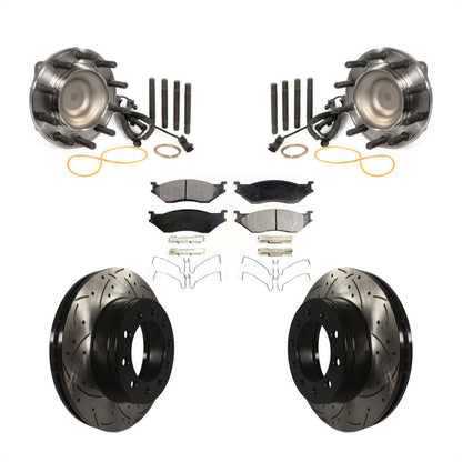 Hub Bearing Drill Slot Brake Rotor Pad Front Kit For Ford F-450 Super Duty F-550
