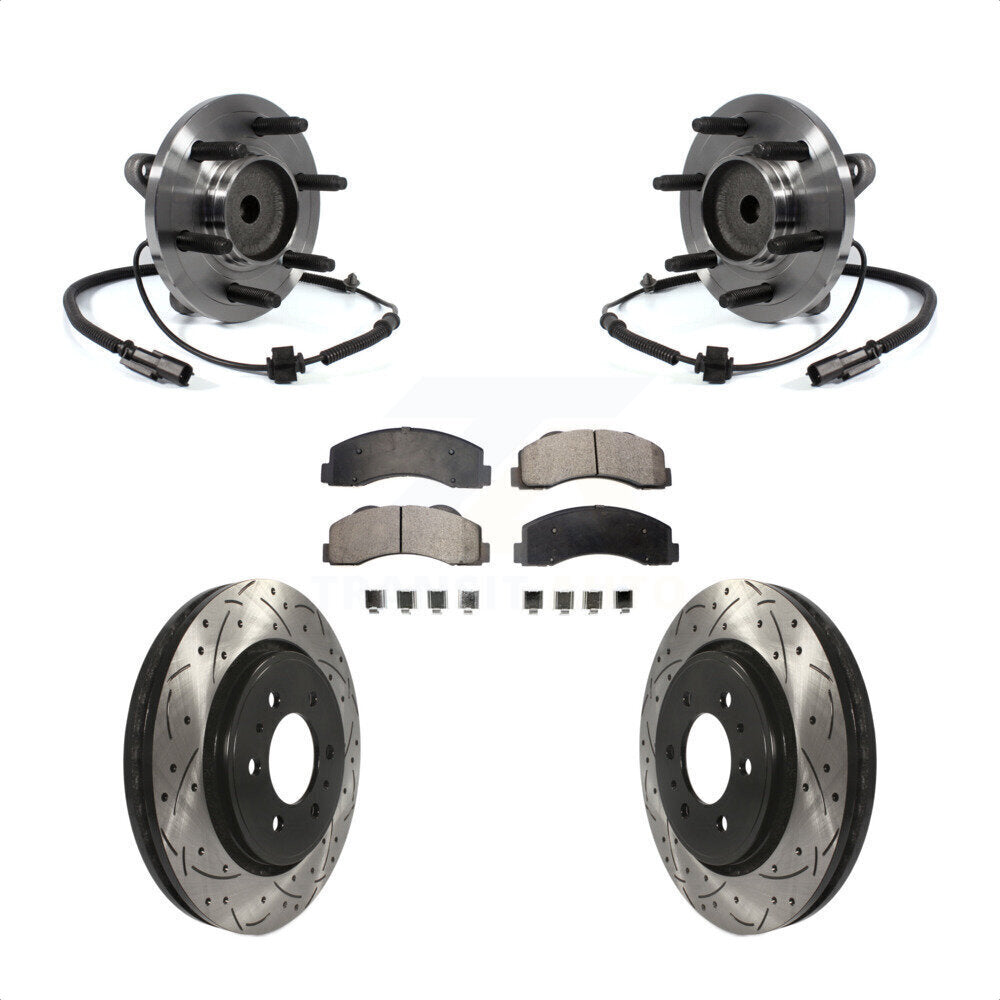 Hub Bearing Drilled Slot Brake Rotor Pad Front Kit For Ford F-150 Expedition RWD