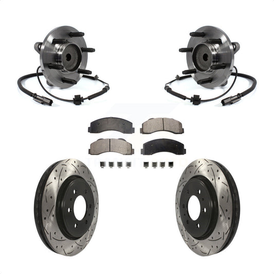 Hub Bearing Drilled Slot Brake Rotor Pad Front Kit For Ford F-150 Expedition RWD
