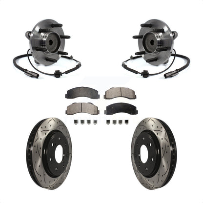 Hub Bearing Drilled Slot Brake Rotor Pads Front Kit For 2011-2014 Ford F-150 RWD