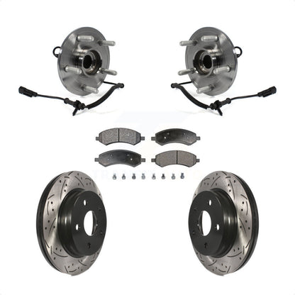 Hub Bearing Coated Drill Slot Brake Rotor Pad Front Kit For Ram 1500 Classic 4WD