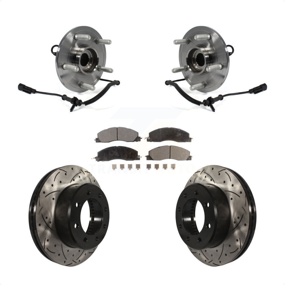 Hub Bearing Drill Slot Brake Rotor Pads Front Kit For Ram 1500 With 8 Lug Wheels