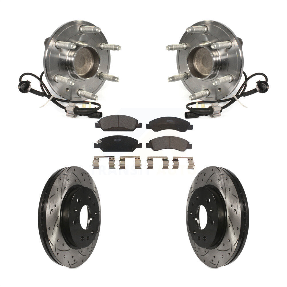 Hub Bearing Drilled Slot Brake Rotor Pad Front Kit For GMC Sierra 1500 Chevrolet