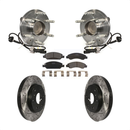 Hub Bearing Drilled Slot Brake Rotor Pad Front Kit For GMC Sierra 1500 Chevrolet