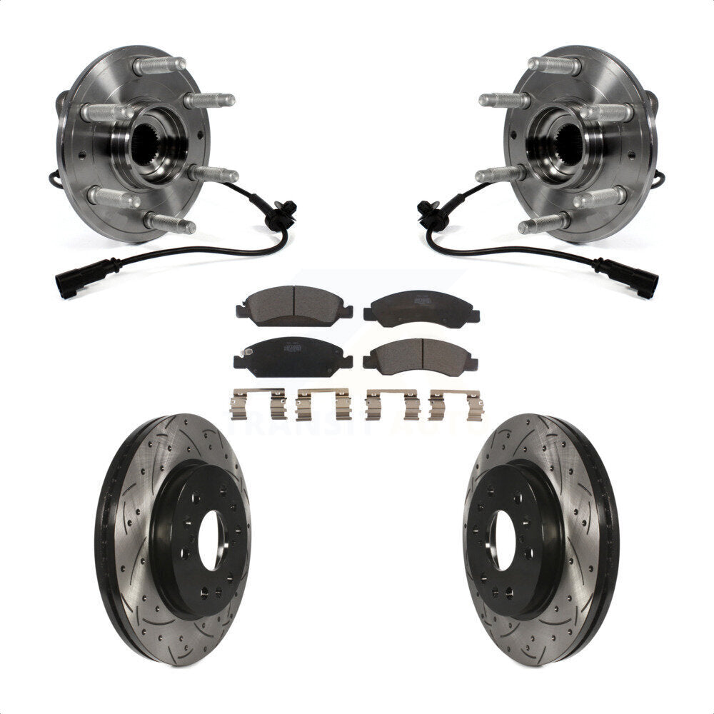 Hub Bearing Drilled Slot Brake Rotor Pad Front Kit For GMC Sierra 1500 Chevrolet