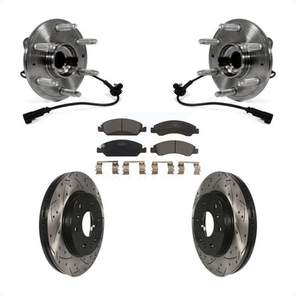 Hub Bearing Drilled Slot Brake Rotor Pad Front Kit For GMC Sierra 1500 Chevrolet