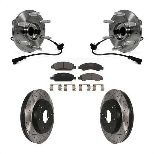 Hub Bearing Drilled Slot Brake Rotor Pad Front Kit For GMC Sierra 1500 Chevrolet