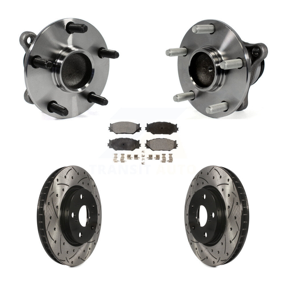 Hub Bearing Assembly Drilled Slot Brake Rotor Pads Front Kit For Lexus IS250 RWD